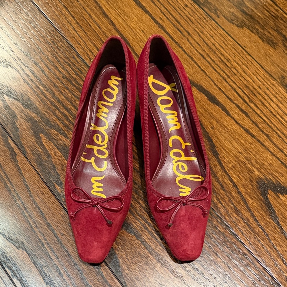 Sam Edelman Wine Red Suede Pointed-Toe Heels